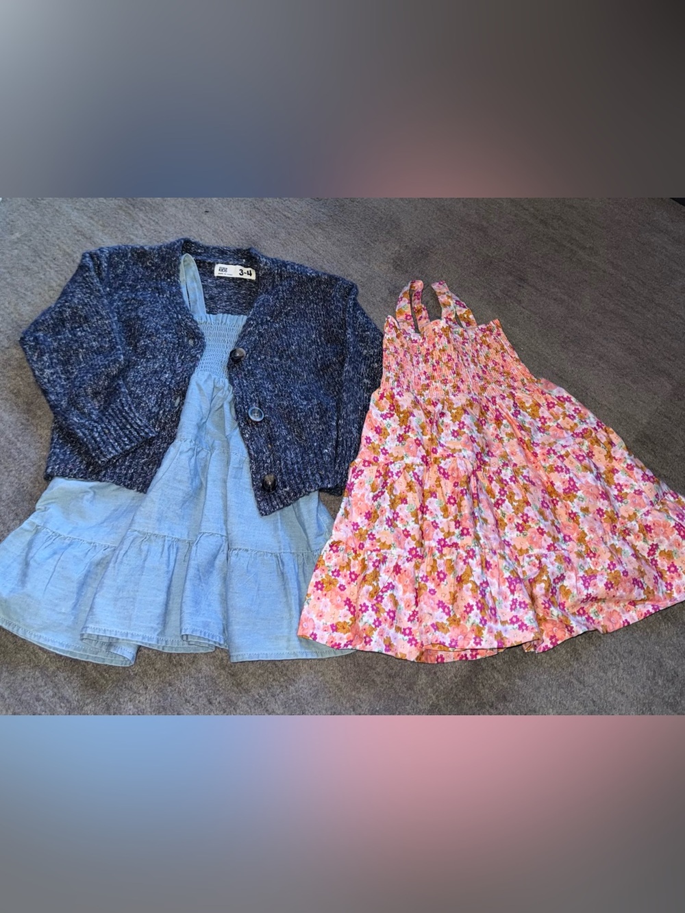 Cotton On Kids Girls Size 3-4 3pc Bundle – 2 Dresses + Cardigan